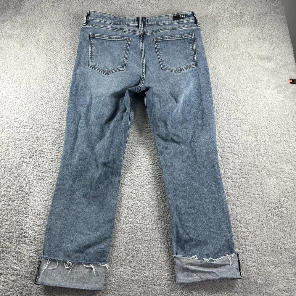 Kut From The Kloth Jeans Womens 14 Catherine Boyfriend Heavy Distress Rips Faded